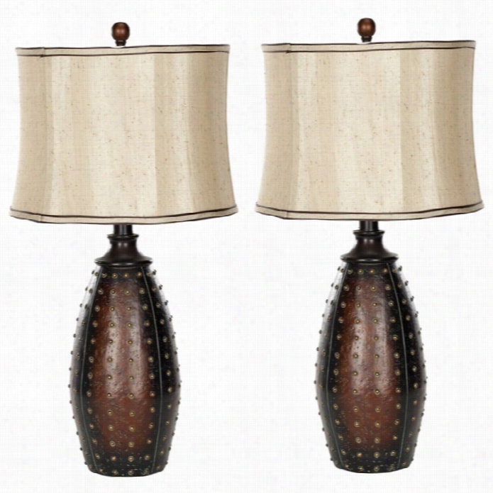 Safavieh Leather Table Lamp In Brown