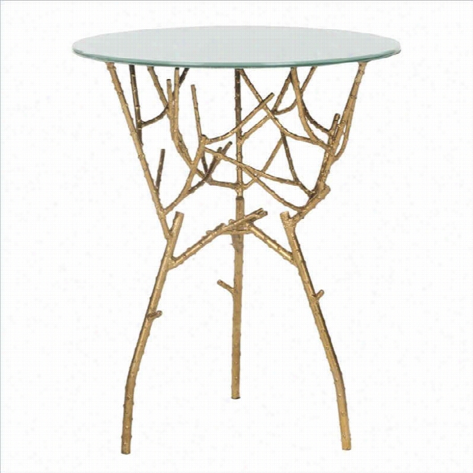 Safavieh  Ta Ra Iron  And Glass Accent Table In Gold And White