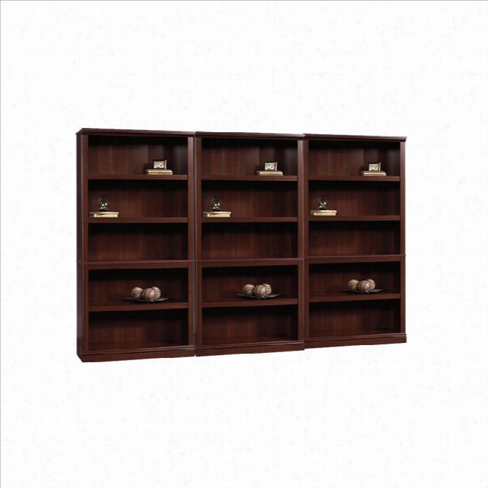 Sauder 5 Shelf Wall Bookcase In Select Cherry