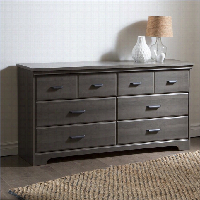 South Shore Versa 6-drawer Double Dresser In Gray Maple