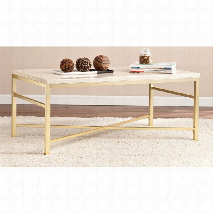 Southrn Enterprises Orinda Metal Coffee Table In Travertine