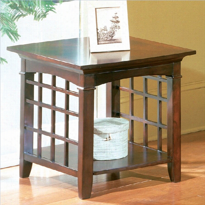 Standard Glasgow End Table With Shelf In Chocolate Cherry Fonish