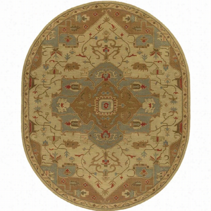 Sury Caesar 6' X  9' Oval Hand Tufted Wool Rug In Yellow