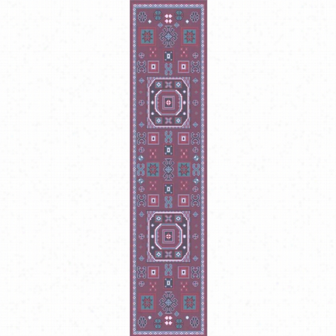 Sudya Greta 2'6 X 8' Hand Knotted Wool Runner Rug In Purple And Pink