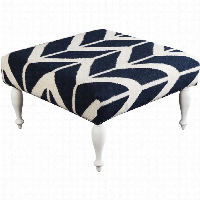 Surya Wooll Square Nailh Ead Ottoman In Blue