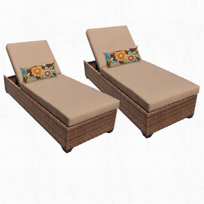 Tkc Laguja Wickeer Patio Lounges In Wheat (set Of 2)