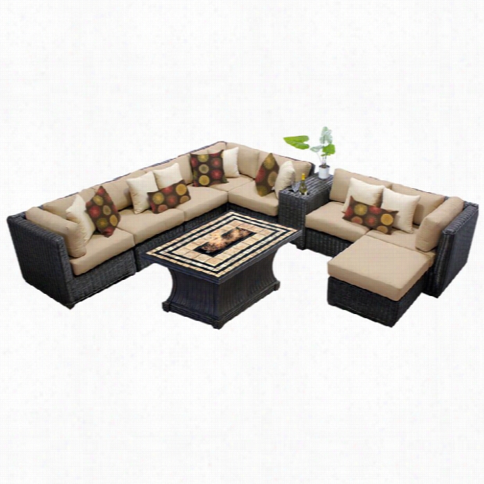 Tkc Venice 10 Piece Outdoor Wicker Sofa Set In Wheat