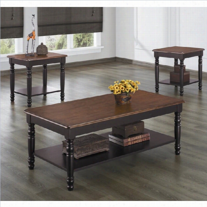 Trent Home Ohana 3 Piece Occasi Onal Table Set In Black And Cherry