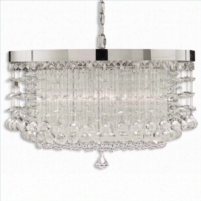 Uttermost Fascinatkon 3 Light Crystal And Chrome Plated Rim Chandelier