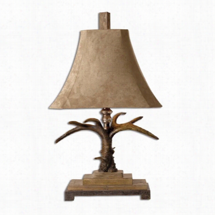 Uttermost St Ag Horn Table Lamp In Naurall Broown And Ivory Toned