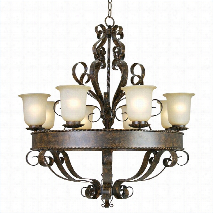 Yosemite Home Decor Mdkensi 8 Light C Handelie With Shade In Bronze Patina