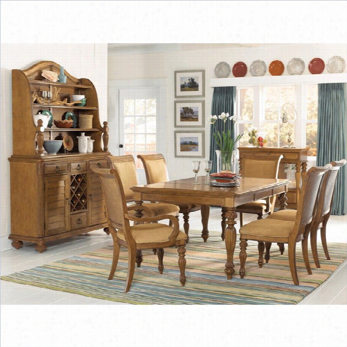 American Drew Grand Isle 7 Piece Rectangular Dining Set In Amber