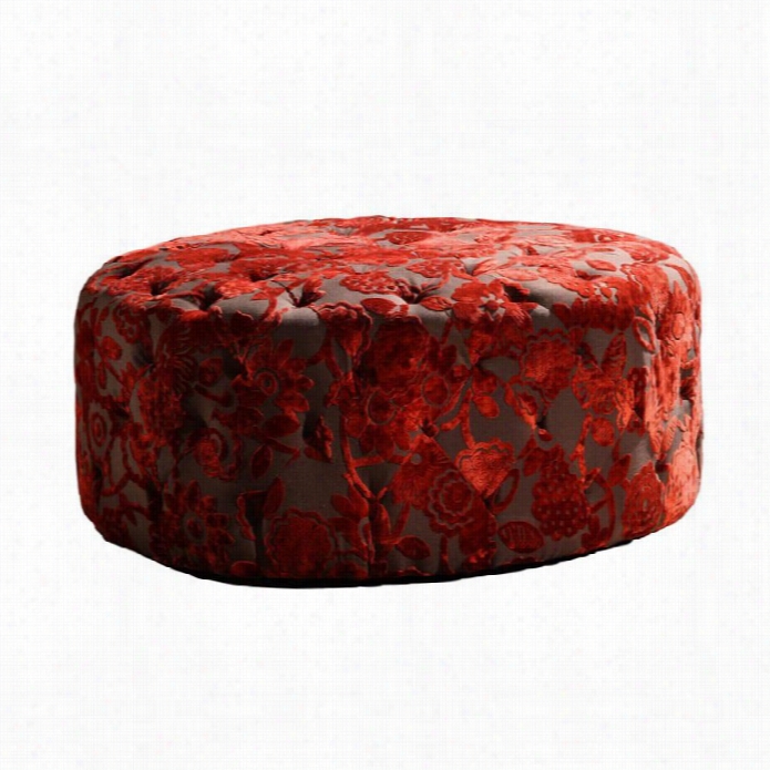 Armen Living Victoria Velvet Ottoman In Red