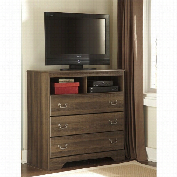 Ashley Al Lymore 3 Drawer Wood Media Chest In Brown