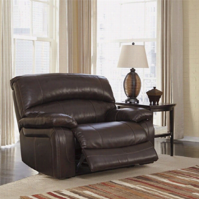 Ashley Furnituure Damacio Lether Zero Wall Power Recliner In Brown