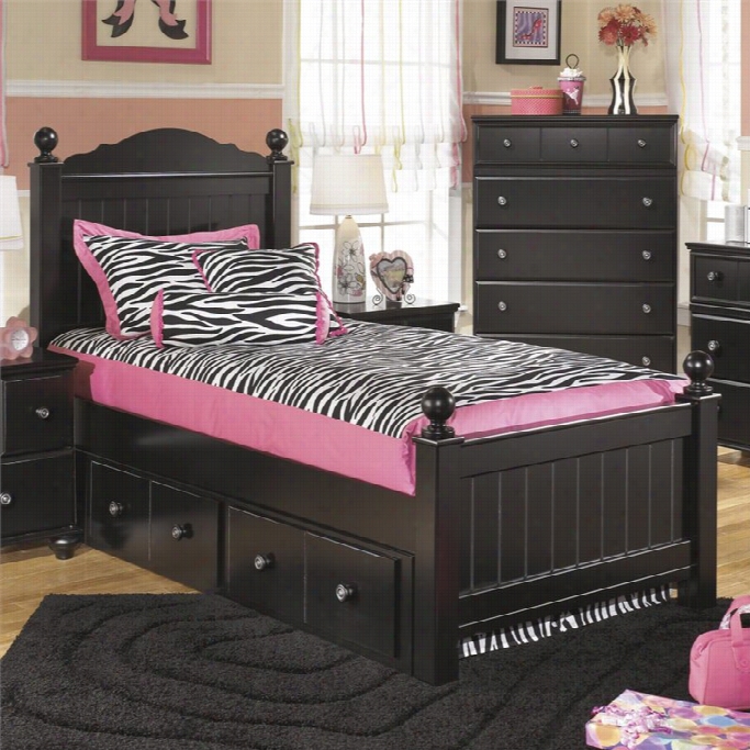 Ashley Jidyn W Ood Twin Poster Panel Drawer Bed In Black