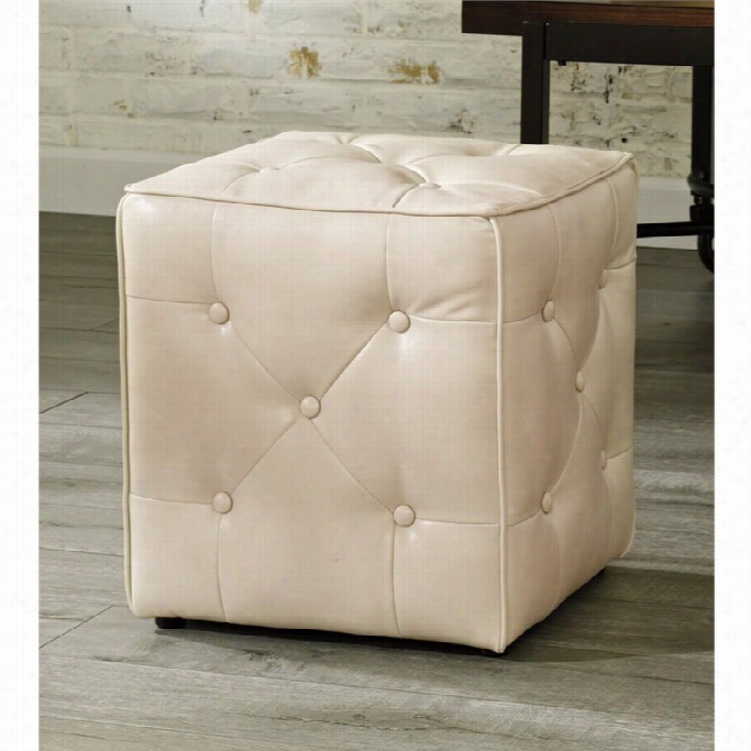 Ashley Jive Faux Leather Cube Accent Ottoman In Taupe