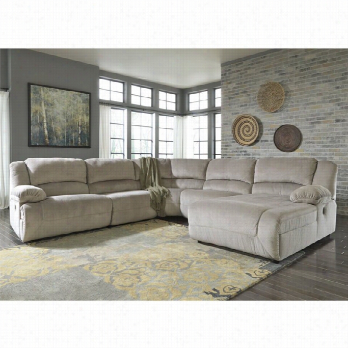 Ashley Toletttaa 5 Piece Right Chais Reclining Sectional In Granite