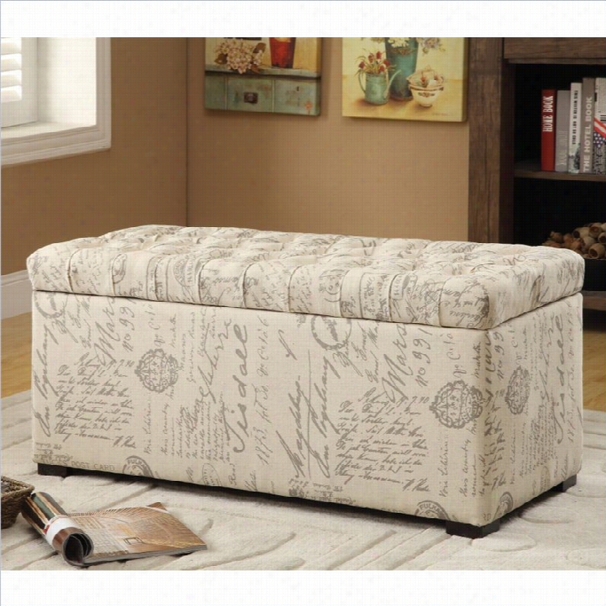 Avenue S Ix Sahara Tufted Storage Bench Script Fabric