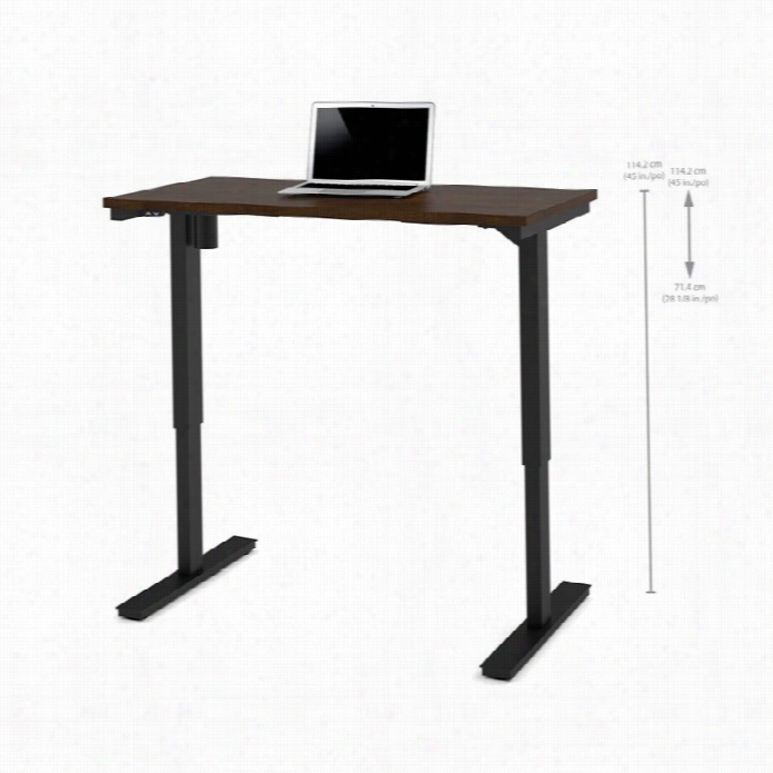 Bestar Hat 24 X 48 Power Adjustable Standing Desk In Chocolate