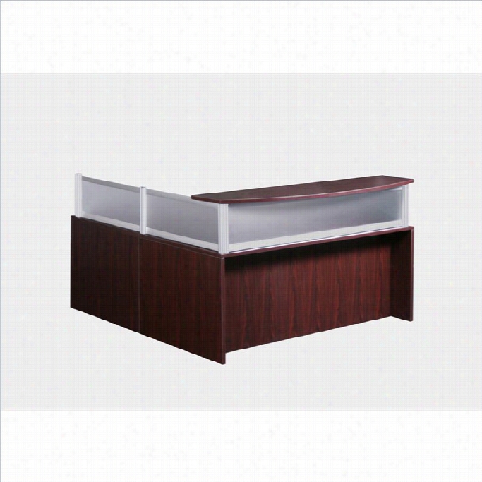 Boss Office Products Plexiglass Reception Return-mahogany