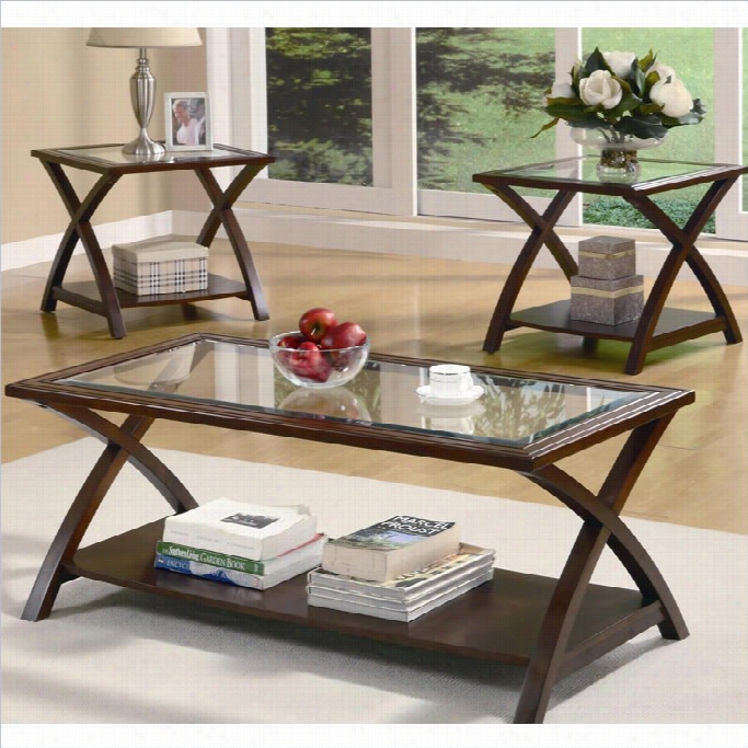 Coaster 3 Composition Occasional Coffee And End Table Set In Capuccino