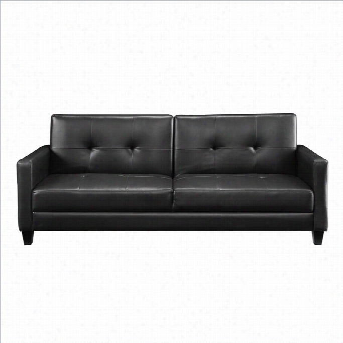 Dhp Premium Rome Faux Leathercovertiblesofa In Blak