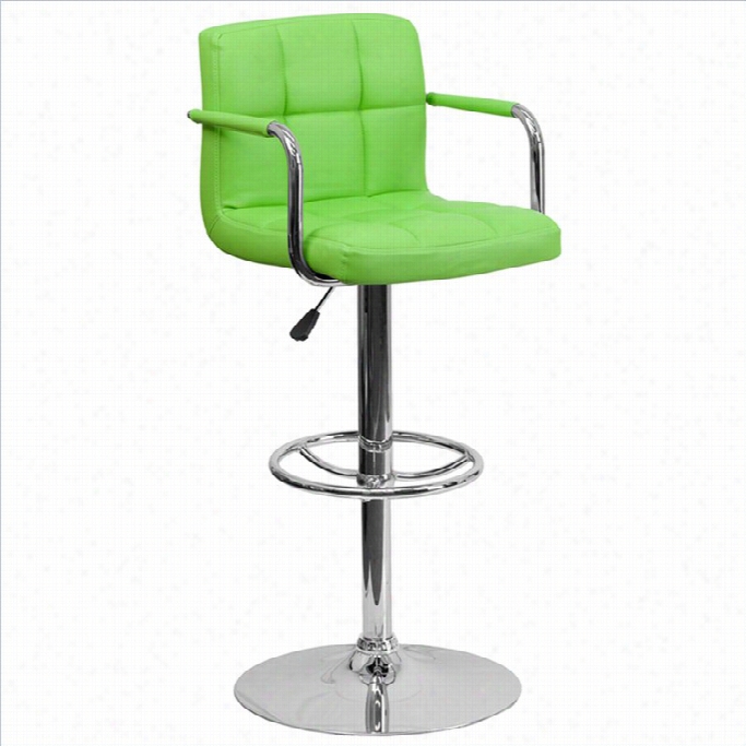 Flash Furniture Quilted Adjustable Bar Stool With War Ih Geen