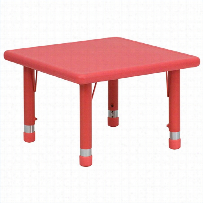 Flash Furniture Square Activity Twble I Red-24 Inch  X 24 Inh