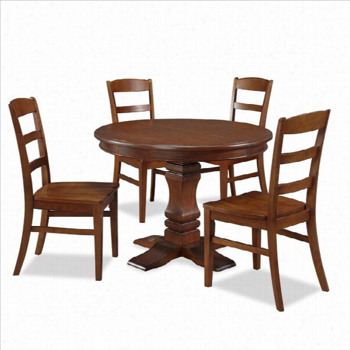 Home Styless Aspen Pedestal Dining Sset In Rustic Cheryr