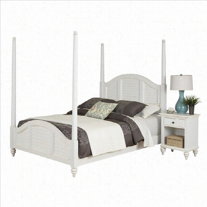 Home Sthles B Ermuda Poste R Bed And Night Stand White Finish-queen