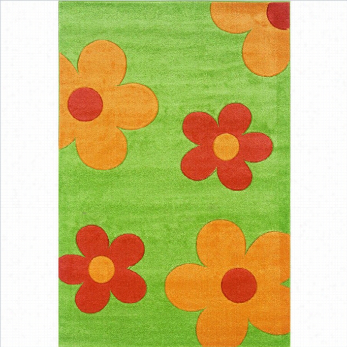 Linon Rugs Corfu Kids Area Rug In Lime And Goldenrod-1'11 X 2 '10