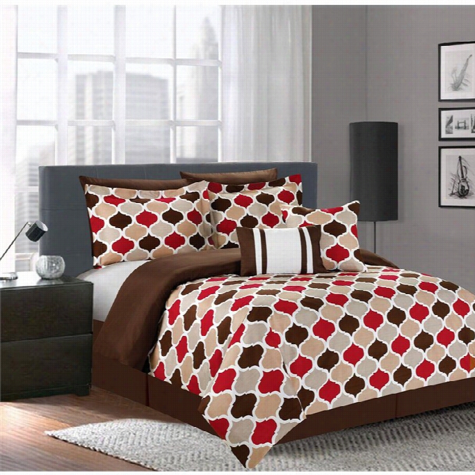 Luxury Home Serene 7 Piece Geometric King Size Comforter Set
