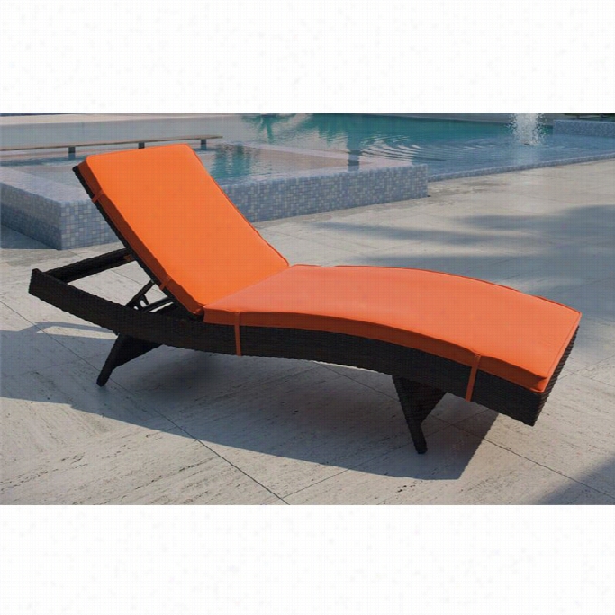 Modway Peer Patio Chaise In Brown And Oraneg