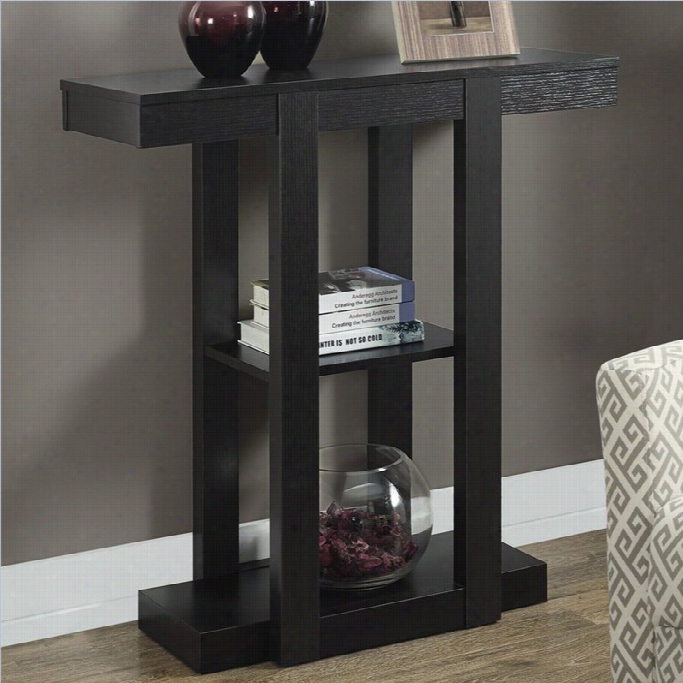 Monarch 32 Three Tiered Hall Console Accent Table In Cappuccino