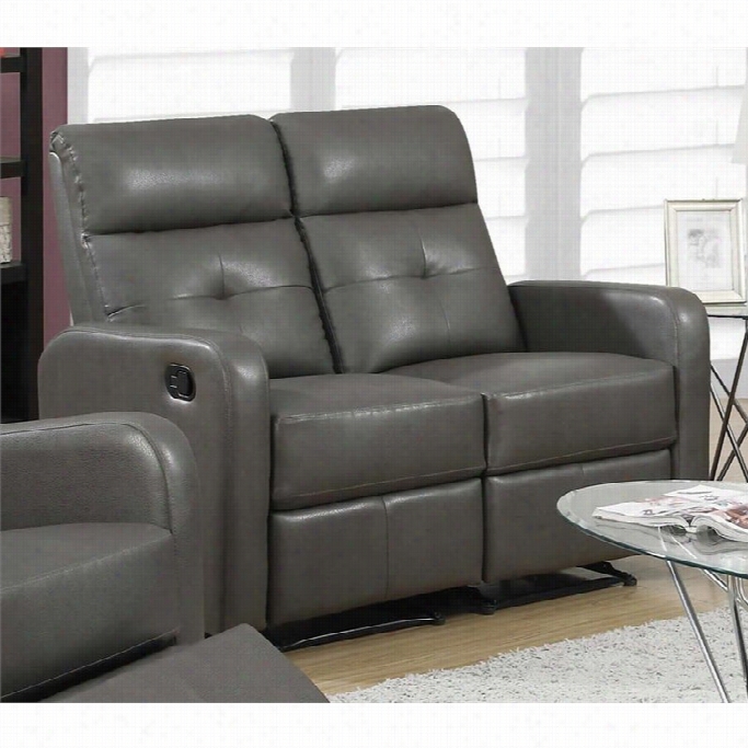 Monarch Leather Loveseat In Charcola Grey