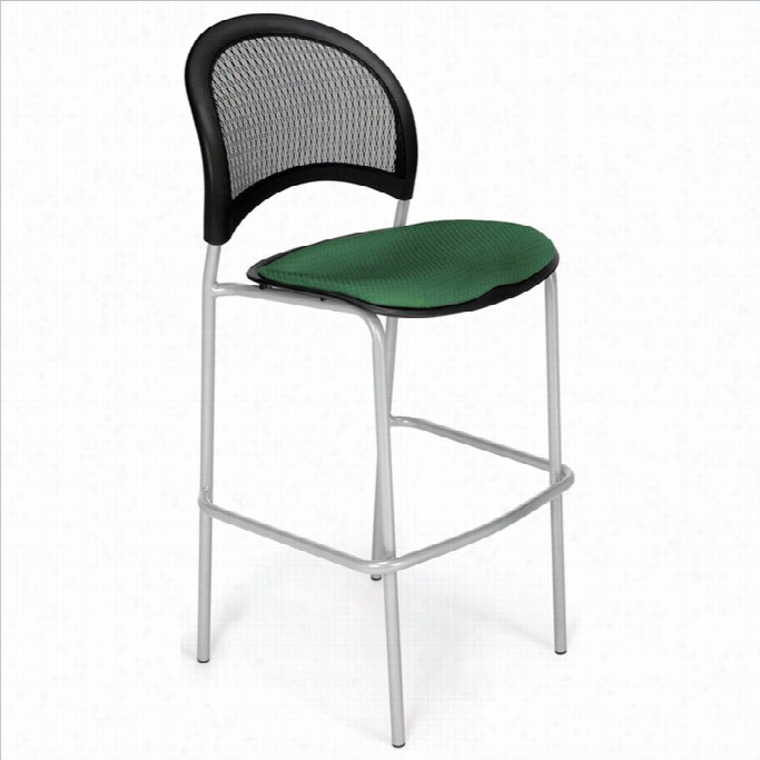 Ofm Moon 30.75 Silver Stool In Forest Green