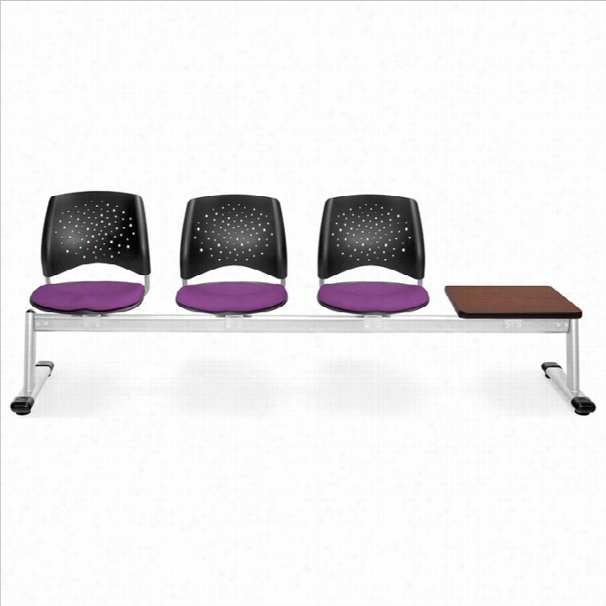 Ofm Star Beeam Setaing With 3 Seats And Table In Plum And Mahogany