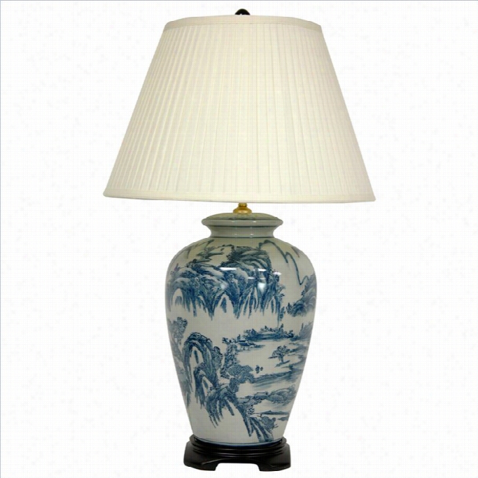 Orieental Furniture  29 Chinese View Lamp In Blue And Hwite