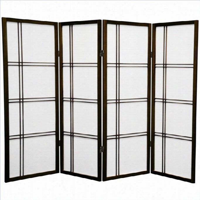 Oriental Furnitu Re 4' Tall Shoji Screen With 4 Panel In Walnut