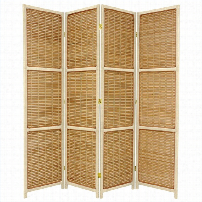 Oriental Appendages 6' Tall Accent 4 Panel Room Divider In Cream