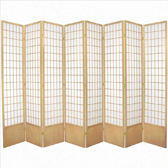 Oriental Furniture 7 ' Tall Window Pane Shoji Screen In Natural