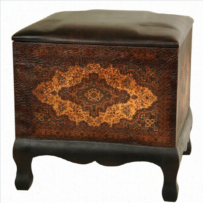 Oriental Furniture Olde-worlde Baroqus Ottoman In Brown And Black
