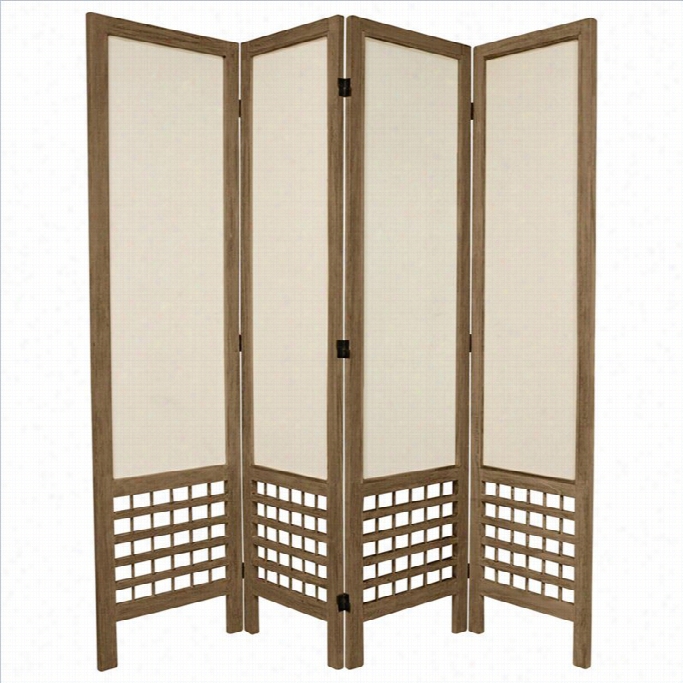 Oriental Furniture Tall Reveal Lattice 4 Panel Rom Divider In Gray