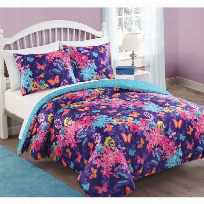 Pem  Americ Abella Butterfly Com Forter And Sham-twin