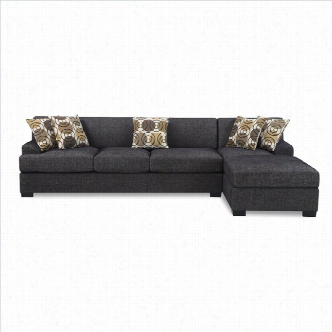 Poundex Benrord Faux Linen Chaise-sofa Sectoinal Ina Sh Black