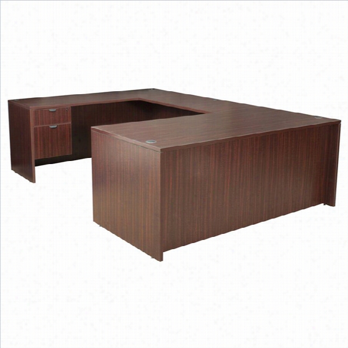 Regency Bequest U-desk With Box File Pedetsals And Bridge In Mahoggany-66