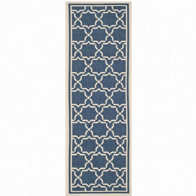 Safzvieh Courtyard Navy Indoor Otdoor Rug - Runner 2'3 X 10'