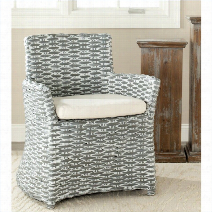 Safaviej Renee Rtatan And Cotton Arm Chair In Gray