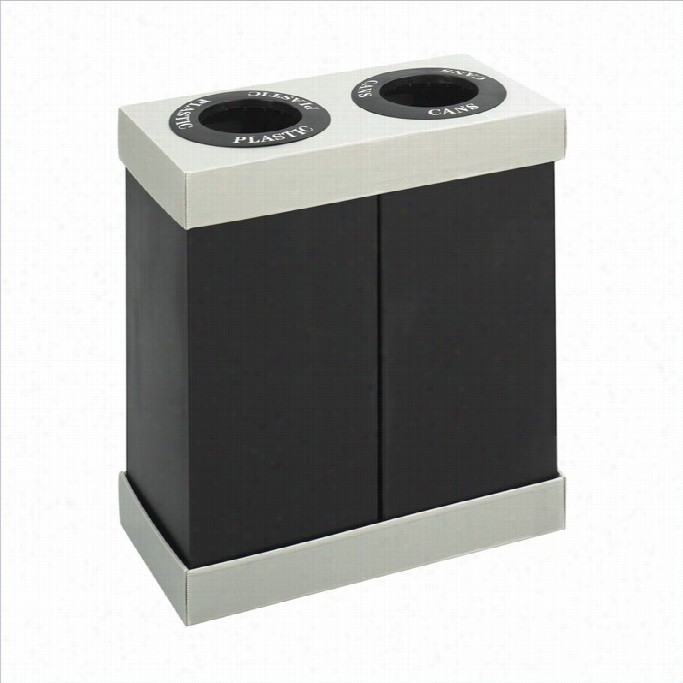 Safco At-your-disposal Double Bin Recycling Cneter In Balck